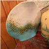 Image 3 : Decorative Glass Sculpture, Painted Ceramic Vase, and Abstract Pottery Plate Lot