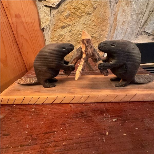 Hand-Carved Inuit Beaver Sculpture by Louis K
