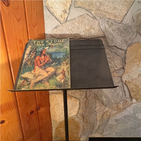 Vintage Metal Music Stand With Etude Music Magazine