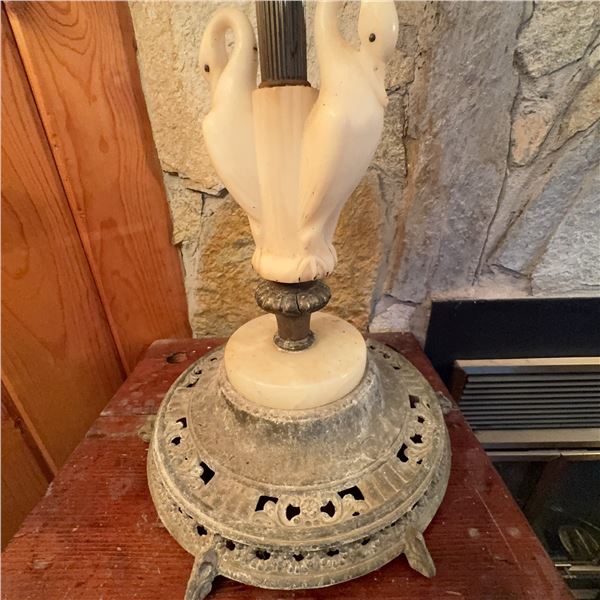 Art Deco Standing Ashtray with Swan Motif, 27" Tall