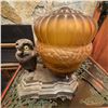Image 4 : Vintage Owl Table Lamp with Amber Glass Globe