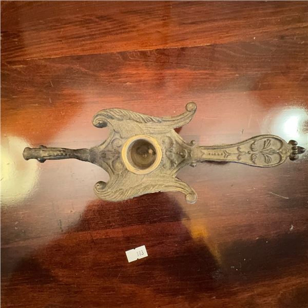 Vintage Ornate Cast Metal Candle Holder with Handle