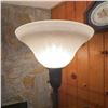 Image 2 : Vintage Brass Torchiere Floor Lamp with Frosted Glass Shade