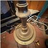 Image 4 : Vintage Brass Torchiere Floor Lamp with Frosted Glass Shade