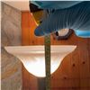 Image 6 : Vintage Brass Torchiere Floor Lamp with Frosted Glass Shade