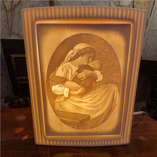 Vintage Porcelain Lithophane Table Lamp With Artistic Scenes