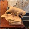 Image 1 : Carved Wood Lynx Sculpture Signed Sig 2009