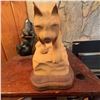 Image 3 : Carved Wood Lynx Sculpture Signed Sig 2009