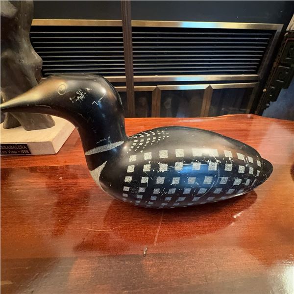Hand-Carved Wooden Loon Decoy Signed and Numbered