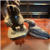 Image 1 : 3 Stone and Ceramic Sculptures: Bear and Bird, Bird, and "Arrabalera"