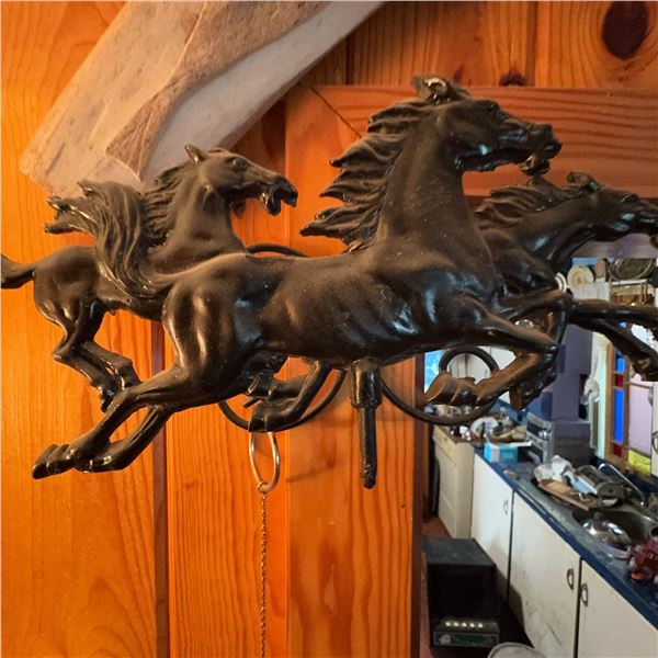 Vintage Cast Iron Galloping Horses Wall Mount Plant Hanger