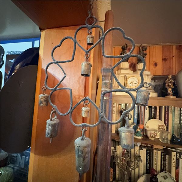 Metal Wind Chime With Heart Frame and Bells