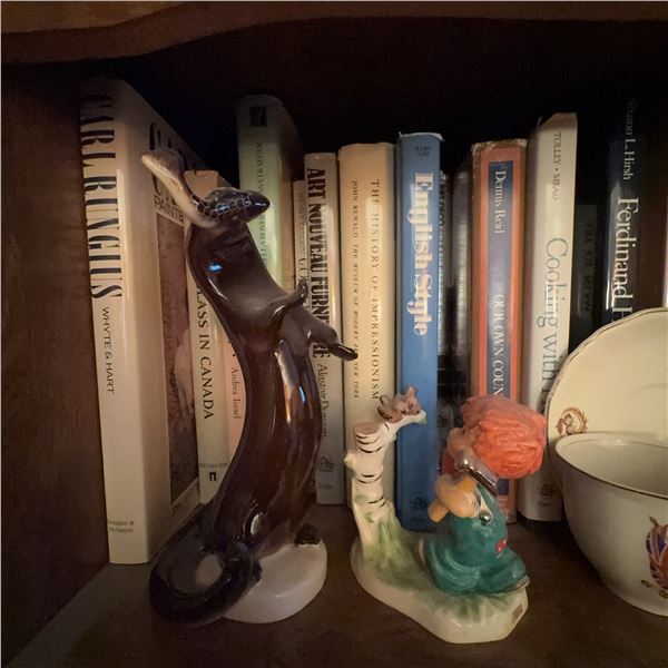 Eclectic Shelf Lot: Books, Figurines, Royalty Memorabilia