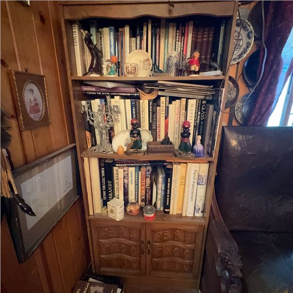 Vintage Wood Bookshelf With Cabinet Doors, 36x12x73 in