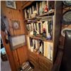 Image 2 : Vintage Wood Bookshelf With Cabinet Doors, 36x12x73 in