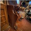 Image 2 : Antique Carved Lion Armchair with Embossed Leather