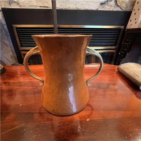 Antique German Brass Twin-Handled Vessel with Maker’s Mark