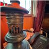 Image 3 : Antique Metal Table Lamp with Ornate Details and Red Shade