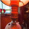 Image 4 : Antique Metal Table Lamp with Ornate Details and Red Shade