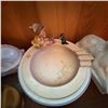 Image 4 : Antique Wood Side Table With Collectibles Lot