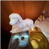 Image 5 : Antique Wood Side Table With Collectibles Lot