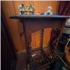 Image 9 : Antique Wood Side Table With Collectibles Lot