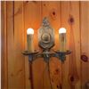 Image 1 : Vintage Cast Metal 2-Light Wall Sconce with Ornate Design