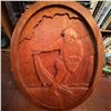 Image 1 : Large Hand-Carved Wooden Relief Plaque of Fisherman