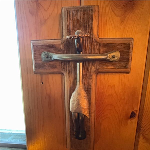 Handcrafted Wooden Crucifix with Metal Figure