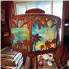 Image 1 : Vintage Floor Lamp With Palm Tree Stained Glass Shade