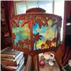 Image 2 : Vintage Floor Lamp With Palm Tree Stained Glass Shade