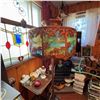 Image 7 : Vintage Floor Lamp With Palm Tree Stained Glass Shade