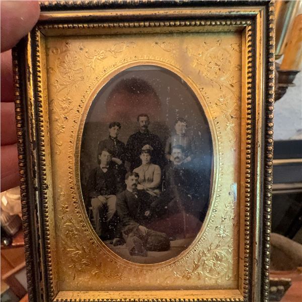 Antique Framed Tintype Photograph of Seated Group
