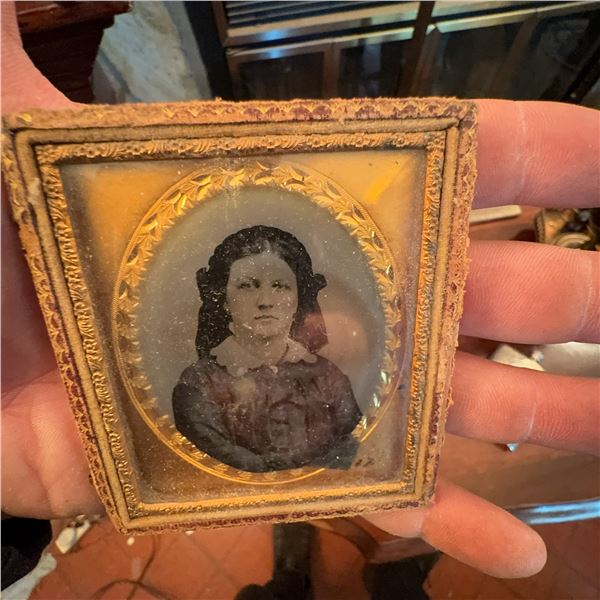Antique 19th Century Ambrotype Photograph in Ornate Case