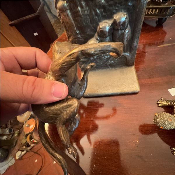 Cast Metal Bookends – Monkey and Three Owls Motif