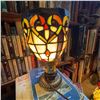 Image 2 : Stained Glass Table Lamp, Art Deco-Style, 8-Inch Height