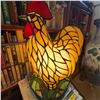 Image 1 : Stained Glass Rooster Table Lamp, 13 Inches Tall