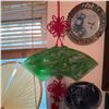 Image 1 : Chinese Green Jadeite Style Wall Hanging With Dragon and Phoenix Relief