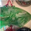 Image 3 : Chinese Green Jadeite Style Wall Hanging With Dragon and Phoenix Relief