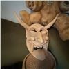 Image 1 : Hand-Carved Wooden Demon Mask with Horns