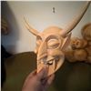 Image 2 : Hand-Carved Wooden Demon Mask with Horns