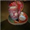 Image 2 : Vintage Chinese Porcelain Teapot Set in Woven Basket Case