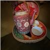 Image 3 : Vintage Chinese Porcelain Teapot Set in Woven Basket Case