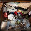 Image 1 : Eclectic Drawer Lot: Flasks, Dice Plates, Skull, Trinkets