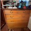 Image 1 : Vintage 5-Drawer Solid Wood Dresser with Brass Handles