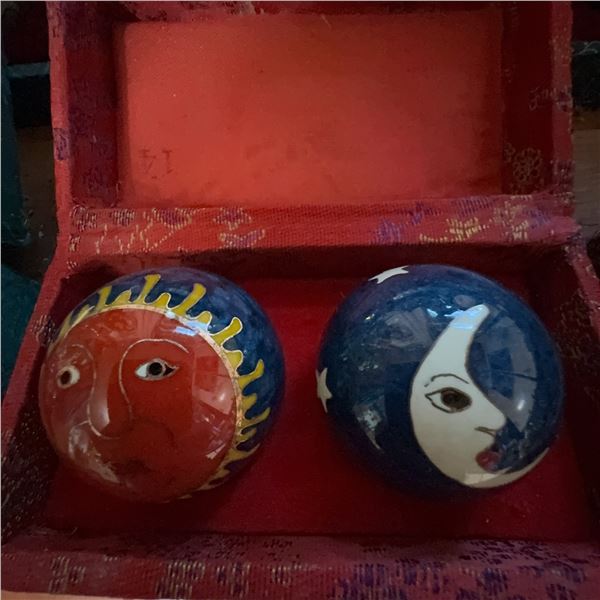 2 Baoding Ball Sets, Celestial Motifs, Boxed