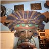 Image 1 : Decorative Aztec-Style Wall Mask With Wooden Mount
