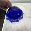 Image 2 : Vintage Cobalt Blue Glass Butter Dish with Lid