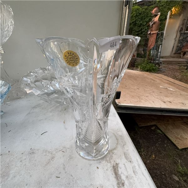Czech Republic 24% Lead Crystal Vase & Two Goblets