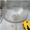 Image 1 : Large Pressed Glass Punch Bowl with Floral Pattern